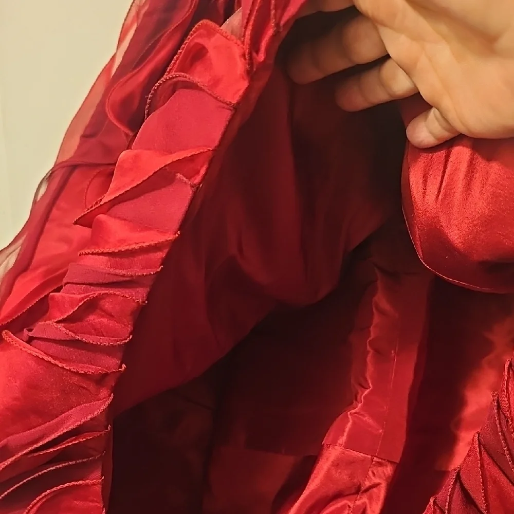 OSCAR de la RENTA Crimson V-Neck Sleeveless Dress, Women's, Size 10 - NWT - Picture 6 of 9